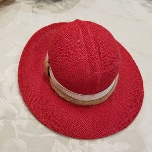 Betmar Red Straw Hat w/cream band